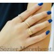 Swarovski Taşlı Örgü Altın Yüzük