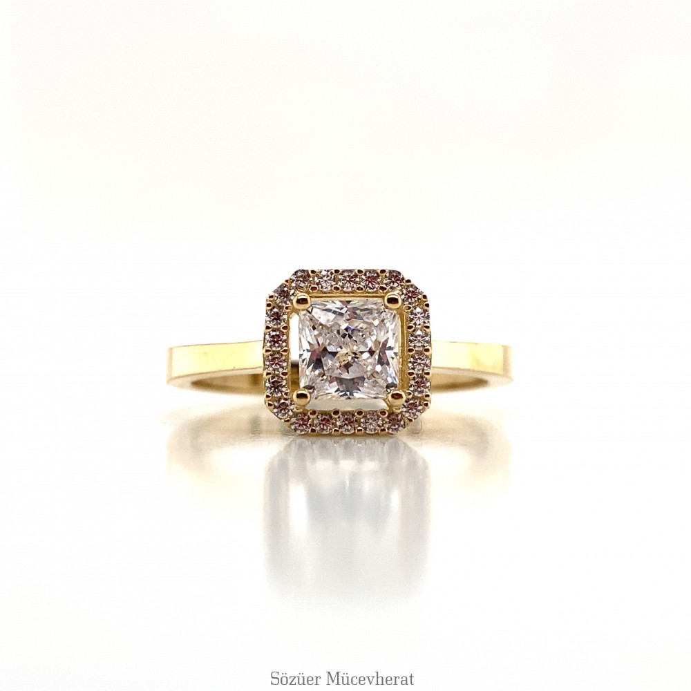 Kare Tektaş Altın Yüzük