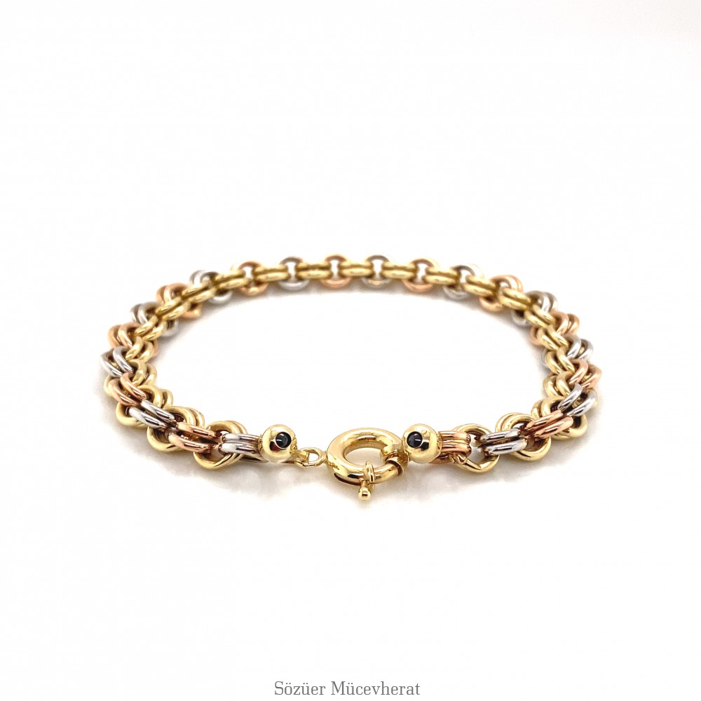 Hallow Üç Renk Altın Bileklik