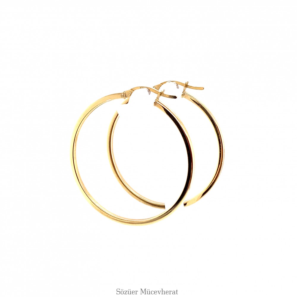 Halka Sarı Altın Küpe