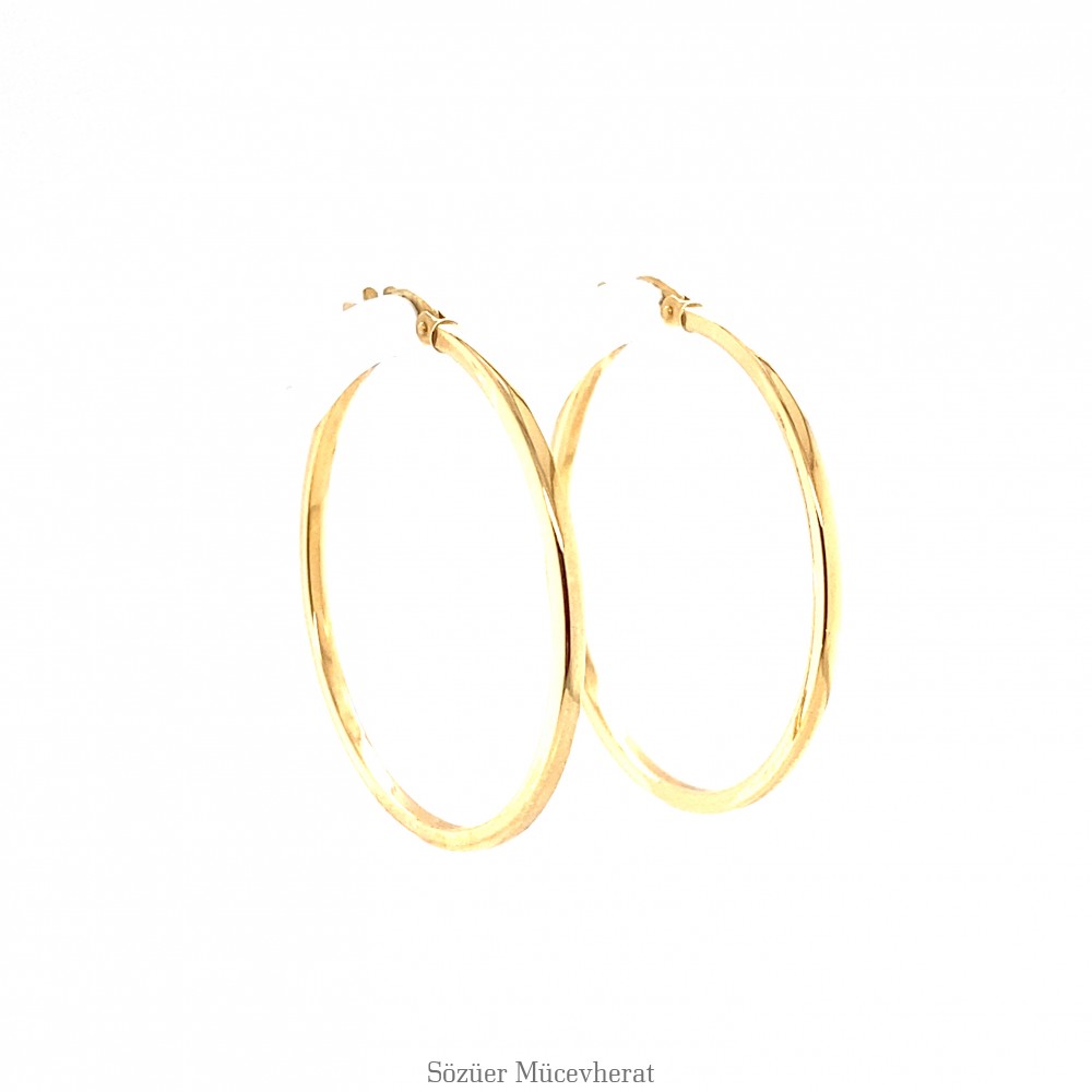 Halka Sarı Altın Küpe