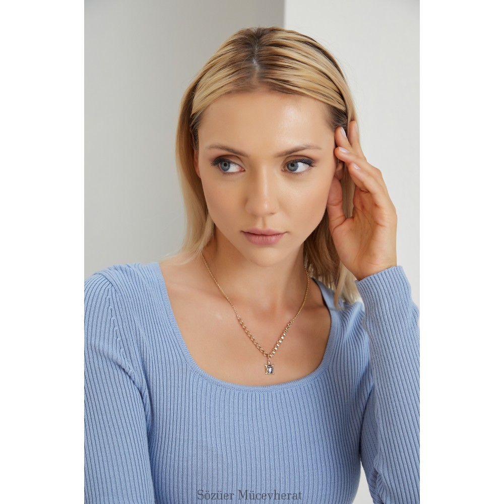 İTALYAN ÇİF ZİNCİRLİ MİNELİ KAPLUMBAĞ ALTIN KOLYE