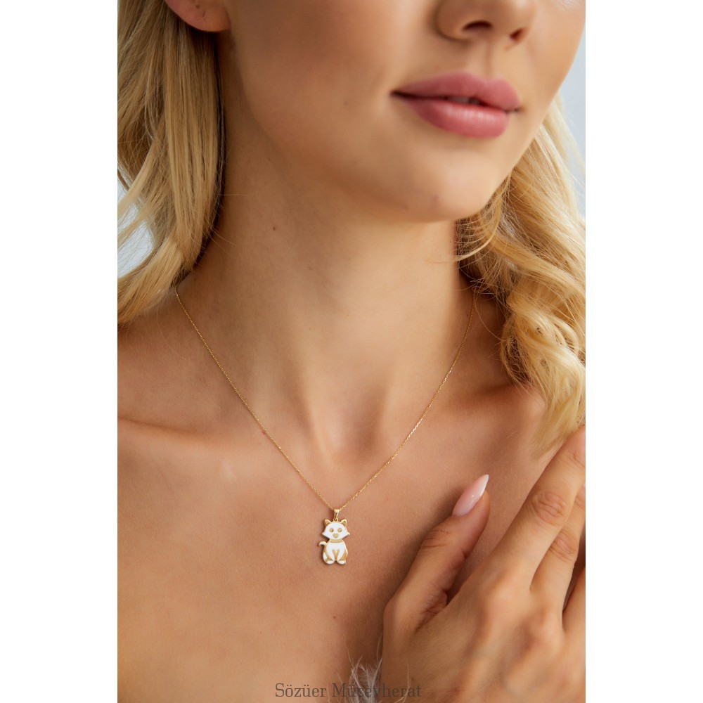 KEDİ FİGÜRLÜ ALTIN KOLYE