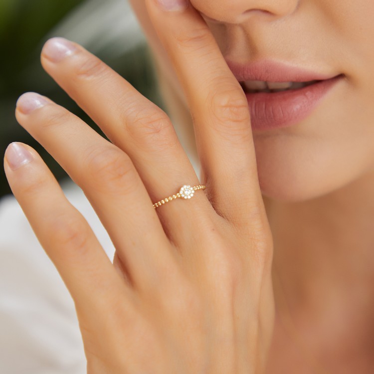 GÜL TASARIMLI ALTIN EKLEM YÜZÜK