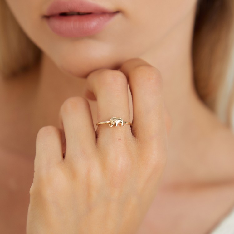 FİL FİGÜRLÜ ALTIN EKLEM YÜZÜĞÜ 