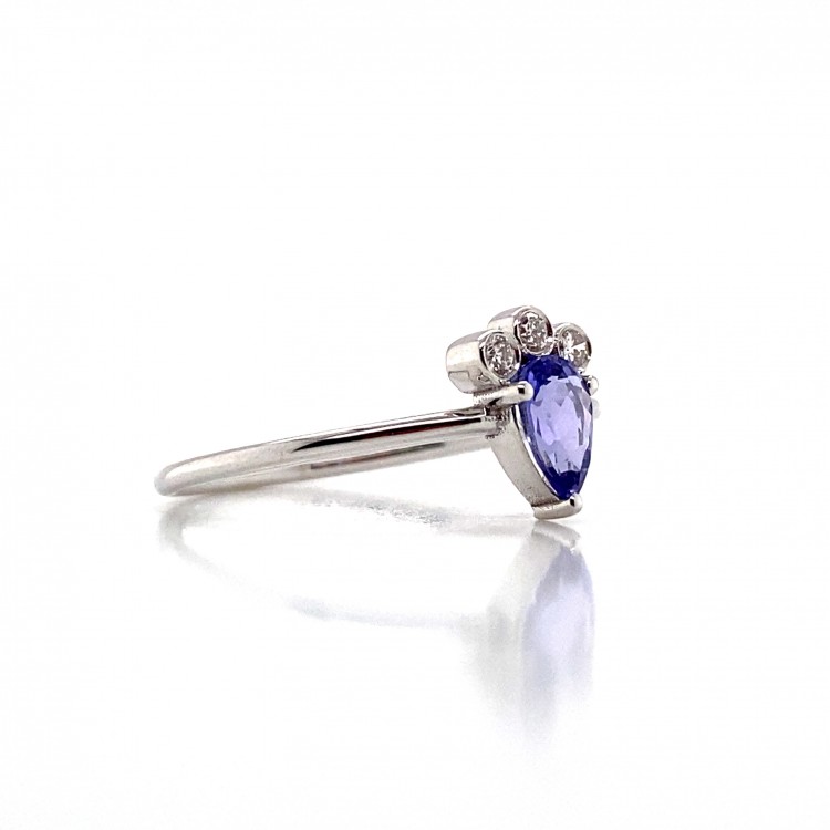 Yanı Pırlanta Taşlı Mavi Yakut Yüzük