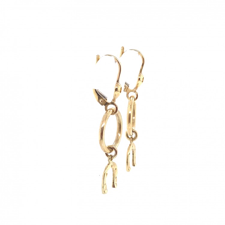 Taşlı Sallantılı Nal Altın Küpe