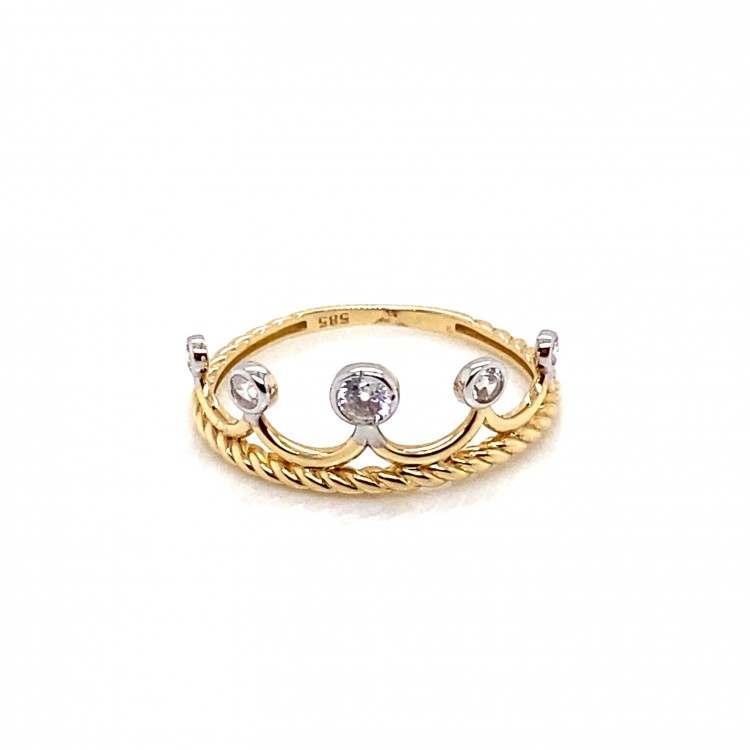 Swarovski Taşlı Taç Altın Yüzük
