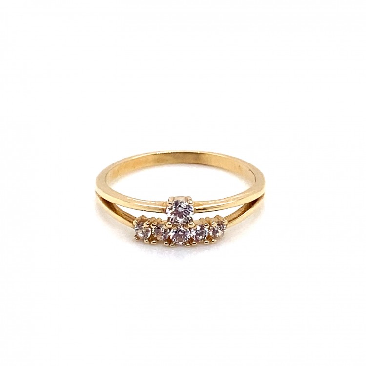 Swarovski Taşlı Sarı Altın Yüzük