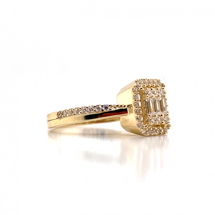 Yanı Taşlı Baget Altın Yüzük