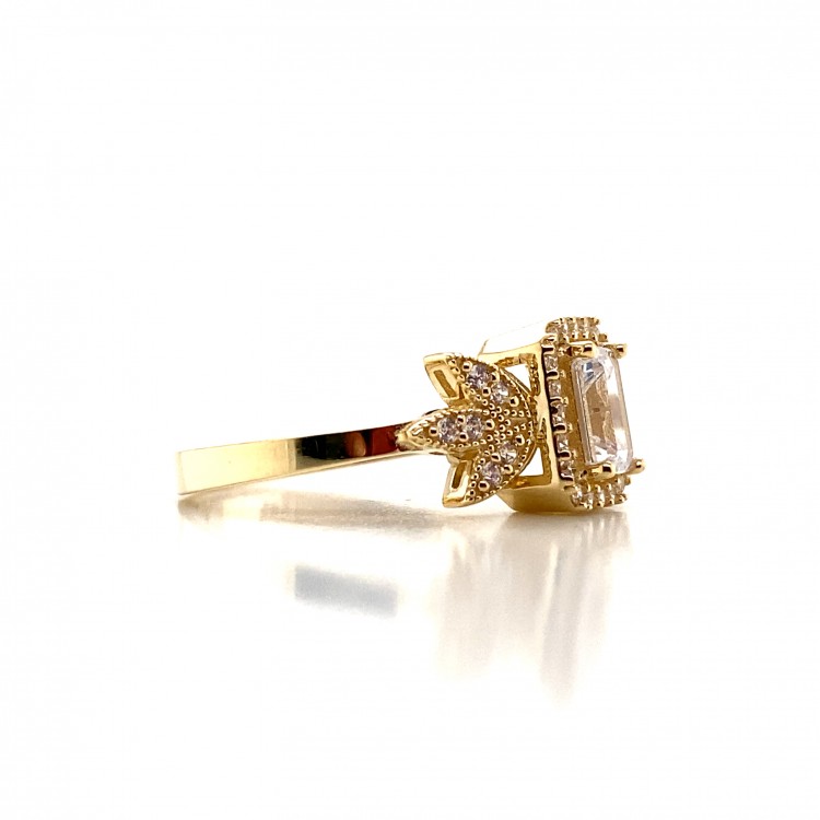 Lale Detaylı Baget Altın Yüzük