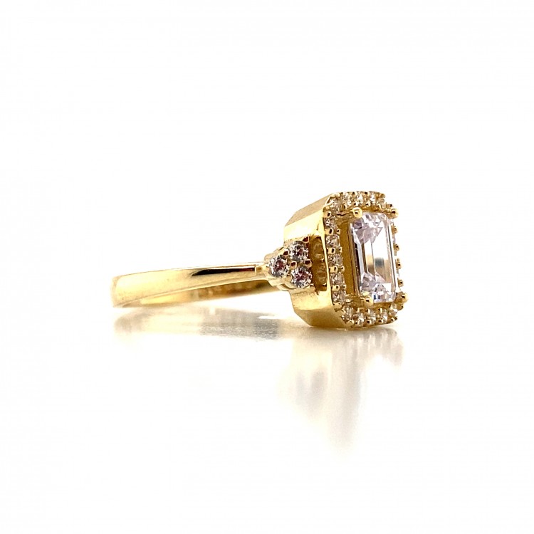 Yanı Taşlı Baget Altın Yüzük